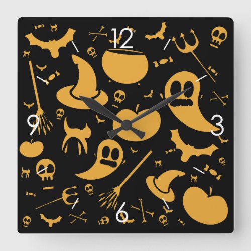 Halloween Moonlight Haunted House Square Wall Cloc Square Wall Clock