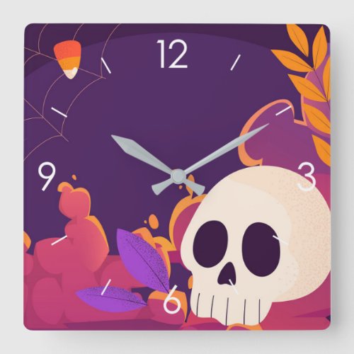 Halloween Moonlight Haunted House Square Wall Cloc Square Wall Clock