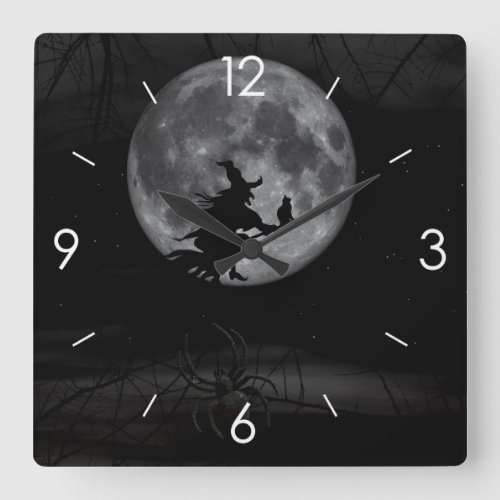 Halloween Moonlight Haunted House Square Wall Cloc Square Wall Clock