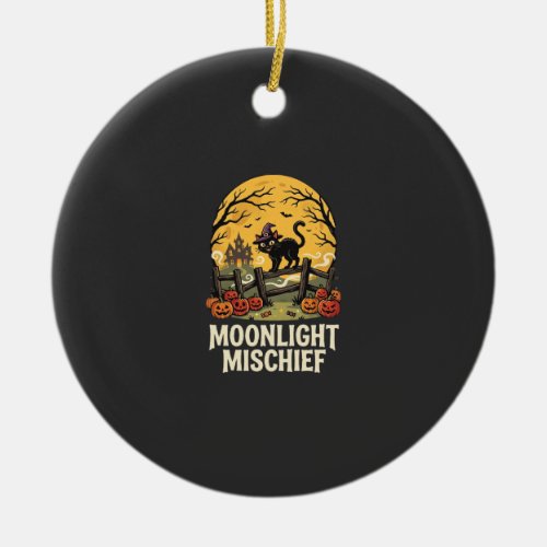 Halloween Moonlight Mischief Ceramic Ornament