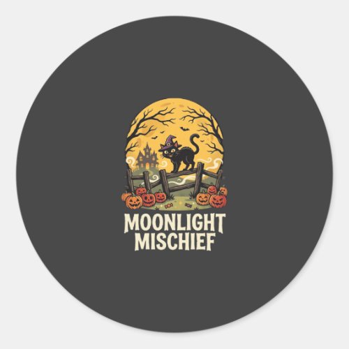 Halloween Moonlight Mischief Classic Round Sticker