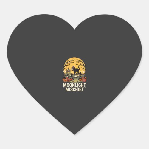 Halloween Moonlight Mischief Heart Sticker