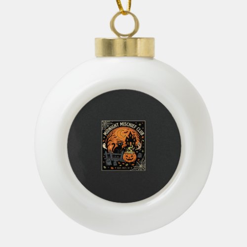 Halloween Moonlit Cat Haunt_2 Ceramic Ball Christmas Ornament