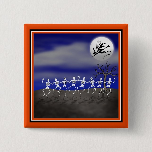 Halloween Moonlit Party Scene Button (Front)