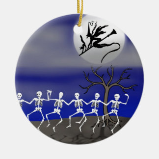 Halloween Moonlit Party Scene Ceramic Ornament
