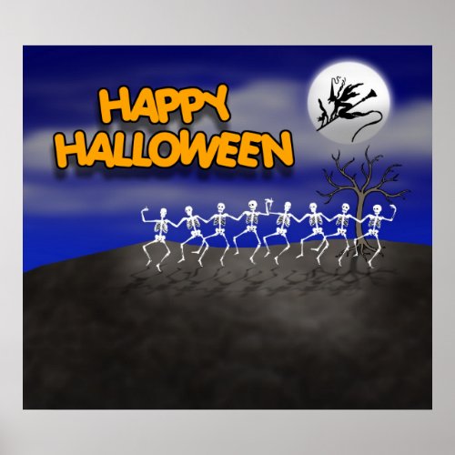 Halloween Moonlit Party Scene Poster