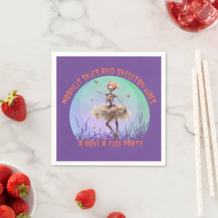 Halloween Moonlit Skies and Skeleton Vibes Napkins