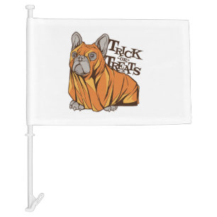 Halloween mops car flag