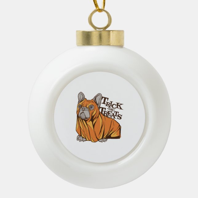 Halloween mops ceramic ball christmas ornament (Front)