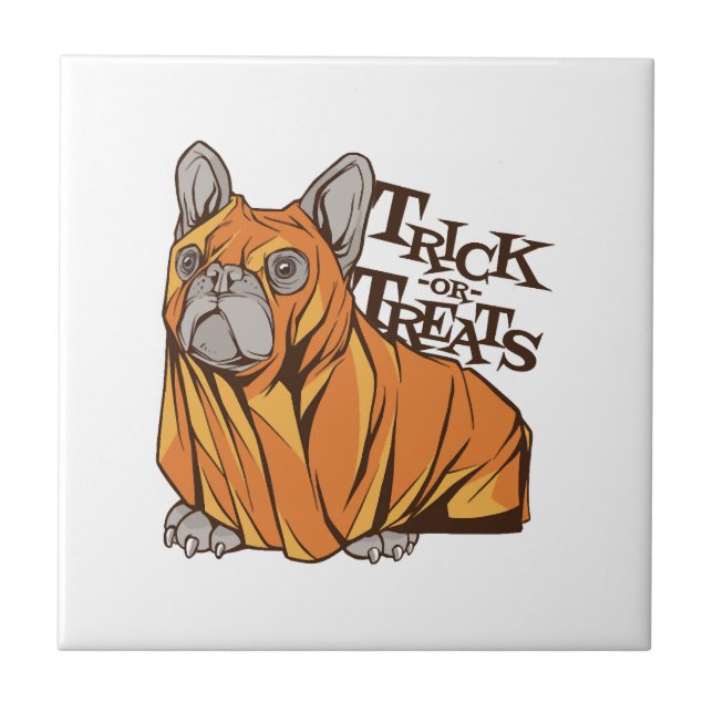Halloween mops ceramic tile (Front)