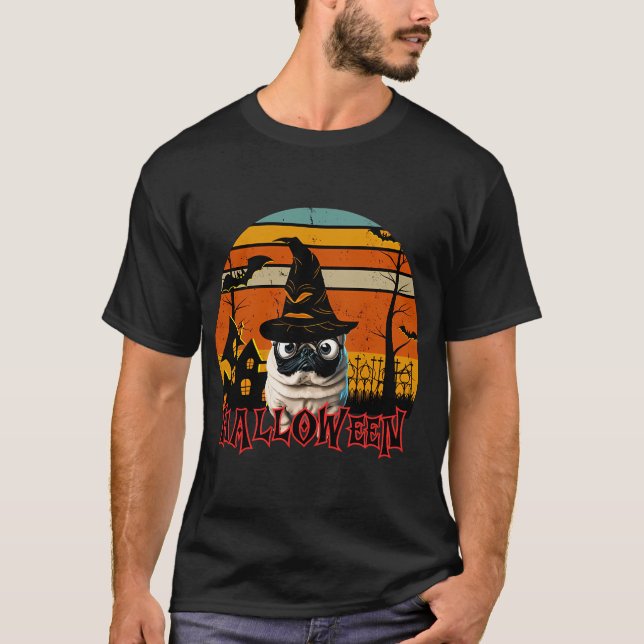 halloween mops/pug wizard T-Shirt (Front)