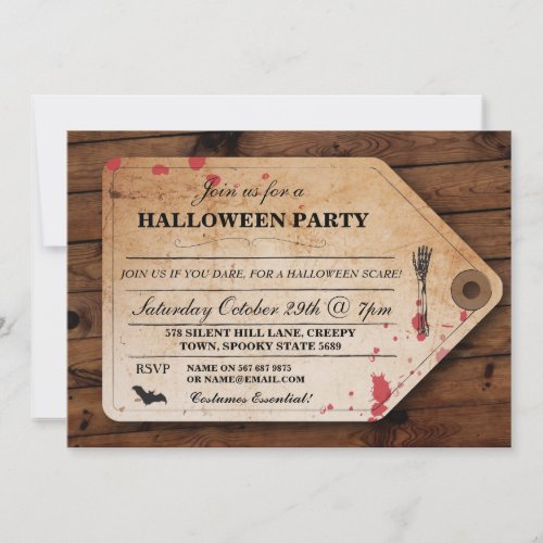 Halloween Morgue Toe Tag Ticket Fun Party Invite