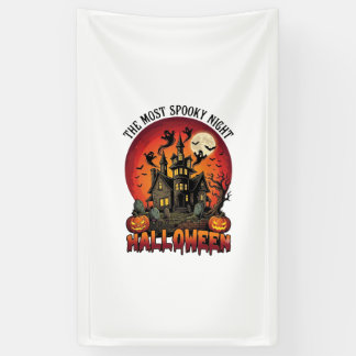 Halloween Most Spooky Night Haunted House Ghosts P Banner
