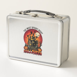 Halloween Most Spooky Night Haunted House Ghosts P Metal Lunch Box