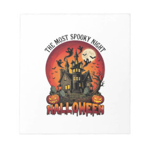 Halloween Most Spooky Night Haunted House Ghosts P Notepad