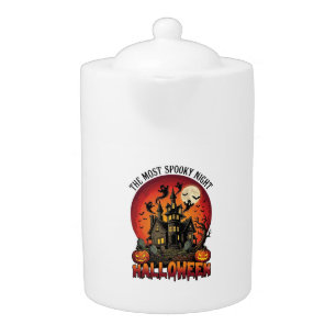 Halloween Most Spooky Night Haunted House Ghosts P Teapot