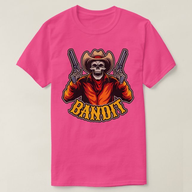 Halloween Motif Dead Cowboy With Skull T-Shirt (Design Front)