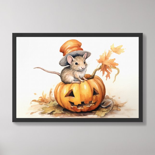 Halloween Mouse and Pumpkin 3 Framed Art (Framed Front)