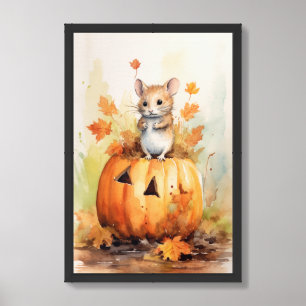 Halloween Mouse and Pumpkin 4 Framed Art