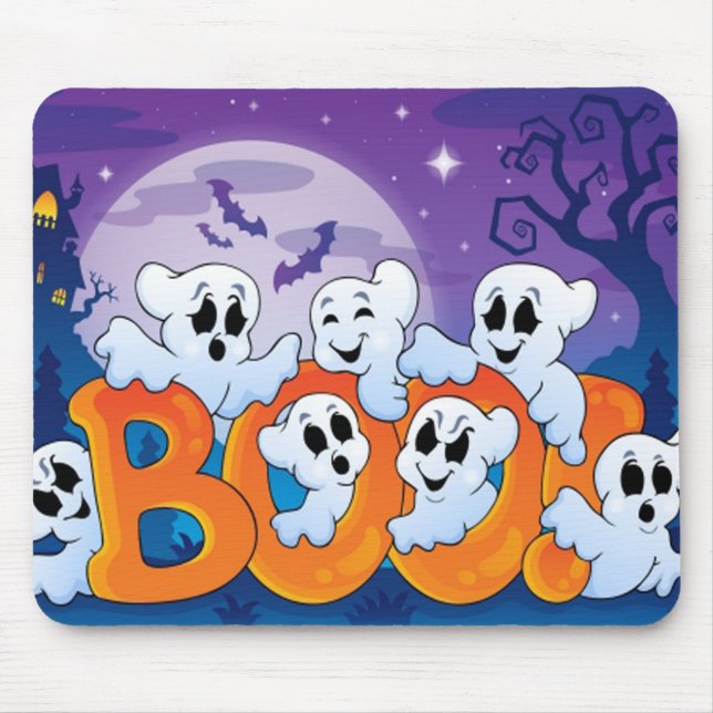 Halloween Mouse pad/Haunted Scene Mouse Pad (Front)