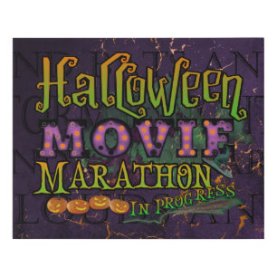 Halloween Movie Marathon In Progress Marquee Faux Canvas Print