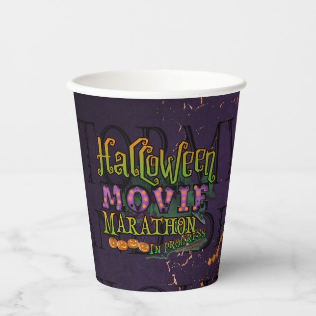 Halloween Movie Marathon In Progress Marquee  Paper Cups (Front)
