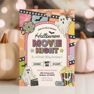 Halloween Movie Night Girl Birthday Invitation