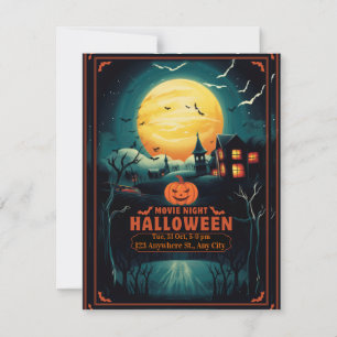 Halloween Movie Night Poster Holiday Card