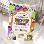 Halloween Movie Night Scary Backyard Birthday Invitation<br><div class="desc">Join us if you dare—for a groovy Halloween movie night! This retro style invitation is perfect for a family Halloween party, birthday bash, or outdoor fall Halloween movie night. With playful ghosts, film reels, popcorn, and bright Halloween colors, it’s great for backyard screenings, Halloween sleepovers, or a spooky cute movie...</div>