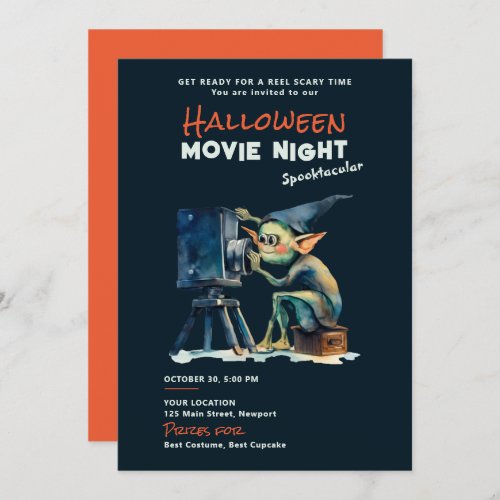 Halloween Movie Night Spooktacular Gremlin Dark Invitation