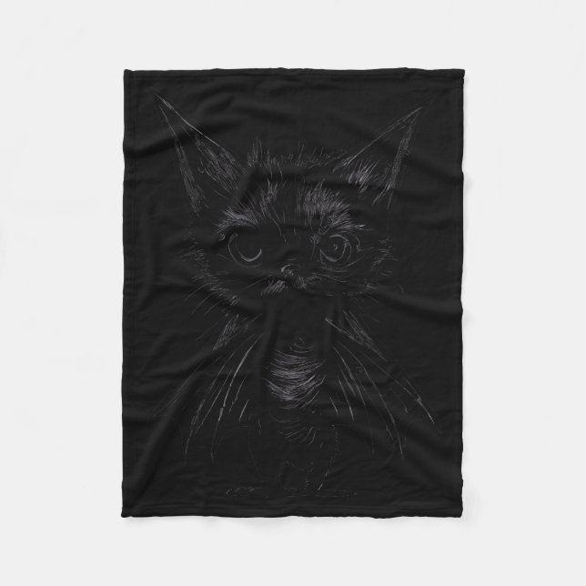 Halloween Mpy Black Kitten In Bat Costume  Fleece Blanket (Front)