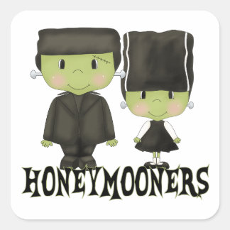 Halloween Mr. & Mrs. Franken Honeymooners Square Sticker