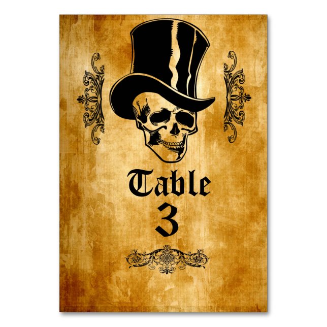 Halloween Mr. Skull Party Table Cards (Front)