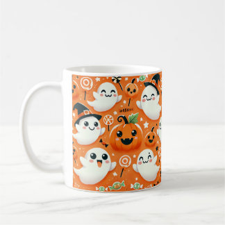Halloween mug with cute ghost and pumpkin
