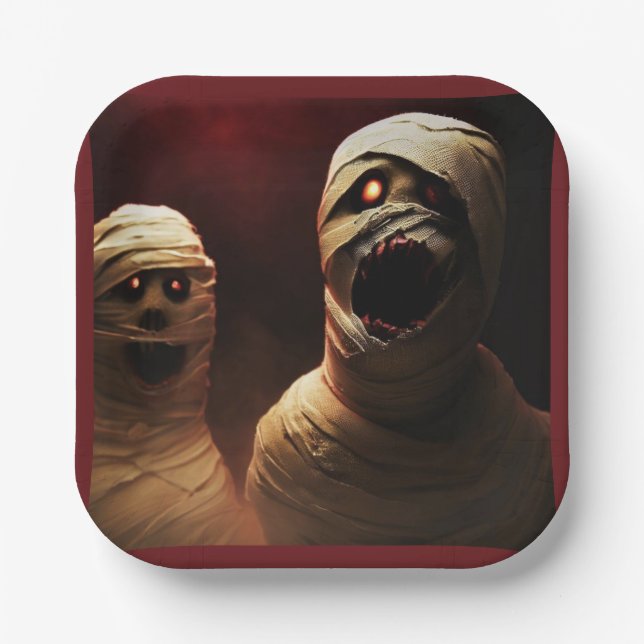 Halloween - Mummies 3 Paper Plates (Front)