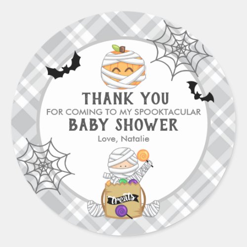 Halloween Mummy Baby Shower thank you Classic Round Sticker