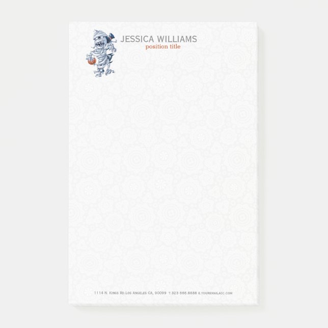 Halloween mummy cartoon illustration post-it notes (Front)