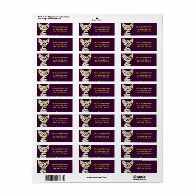 Halloween Mummy Cat Return Address Labels