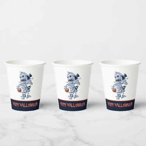 Halloween Mummy Character Custom Text Paper Cups