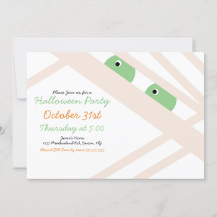 Halloween Mummy Costume Party White Invitation