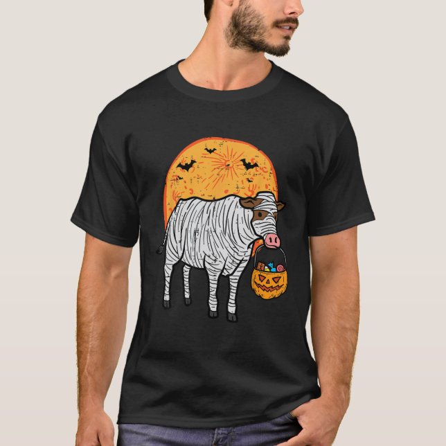 Halloween Mummy Cow Trick Treat Farm Costume Boys  T-Shirt (Front)