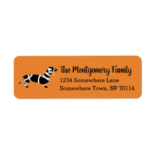 Halloween Mummy Dachshund & Family Name Label