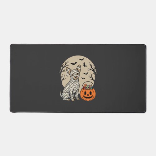 Halloween Mummy Dog and Pumpkin Candy Desk Mat