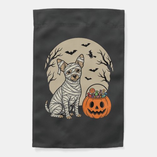 Halloween Mummy Dog and Pumpkin Candy Garden Flag