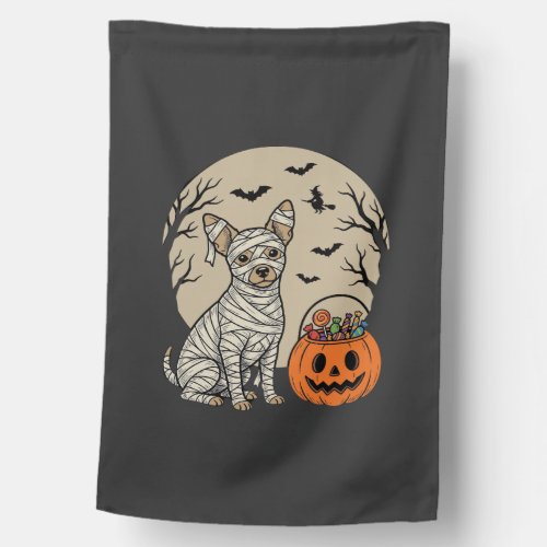 Halloween Mummy Dog and Pumpkin Candy House Flag