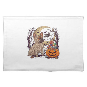 Halloween Mummy French Bulldog Pumpkin Candy Witch Cloth Placemat