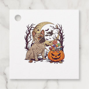Halloween Mummy French Bulldog Pumpkin Candy Witch Favor Tags