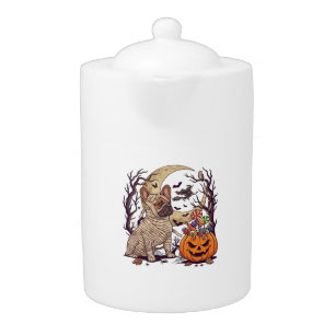 Halloween Mummy French Bulldog Pumpkin Candy Witch Teapot