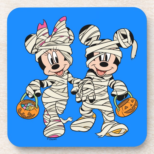 Halloween Mummy Mickey & Minnie Beverage Coaster (Front)