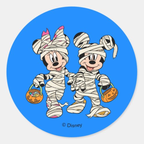 Halloween Mummy Mickey  Minnie Classic Round Sticker